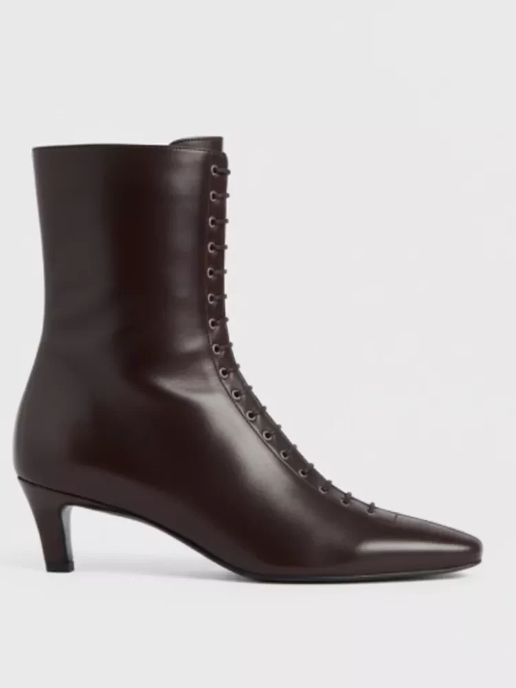 Elegant Brown Lace-Up Ankle Boot