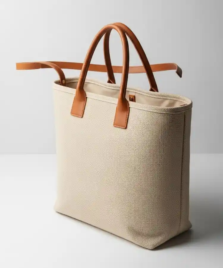 Beige Canvas Tote Bag
