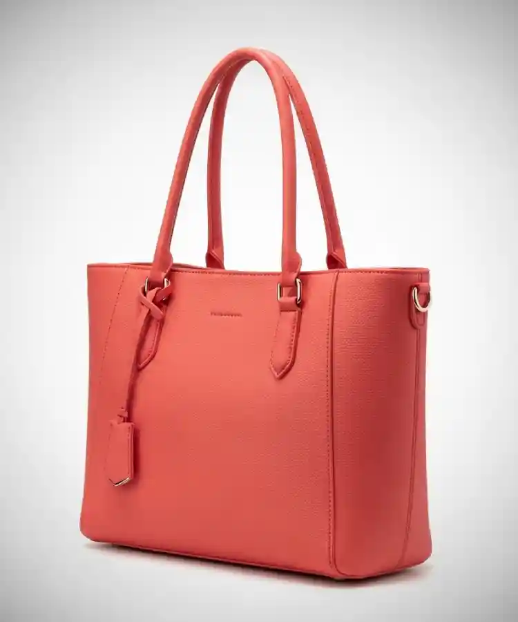 Coral Red Structured Handbag