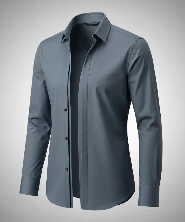 Steel Blue Button-Down Shirt