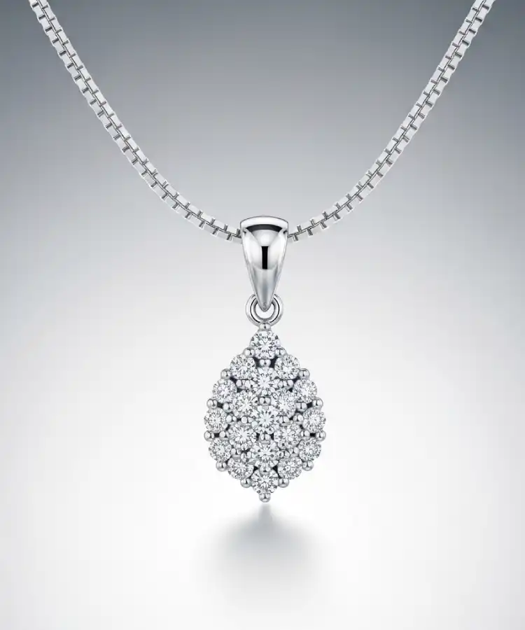 Silver Diamond Pendant Necklace