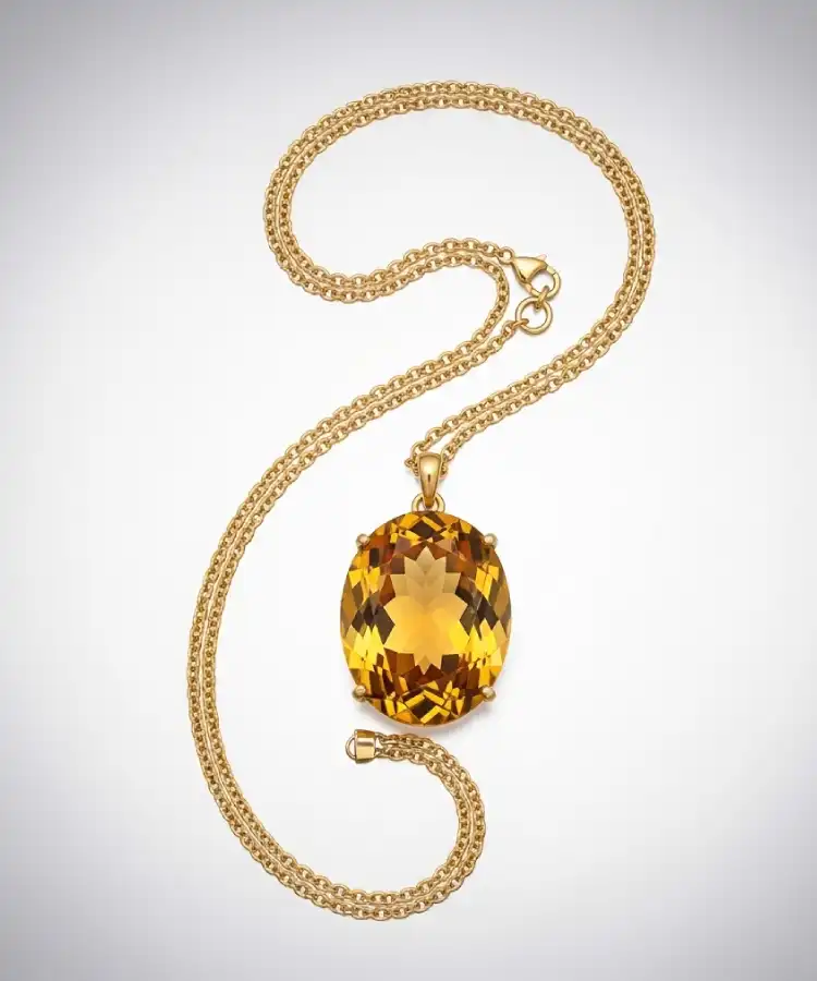 Gold Citrine Pendant Necklace